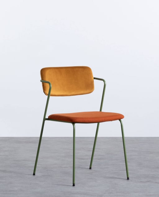 Pack 4 Chaises de Salle à Manger en Velours et Tissu Irun