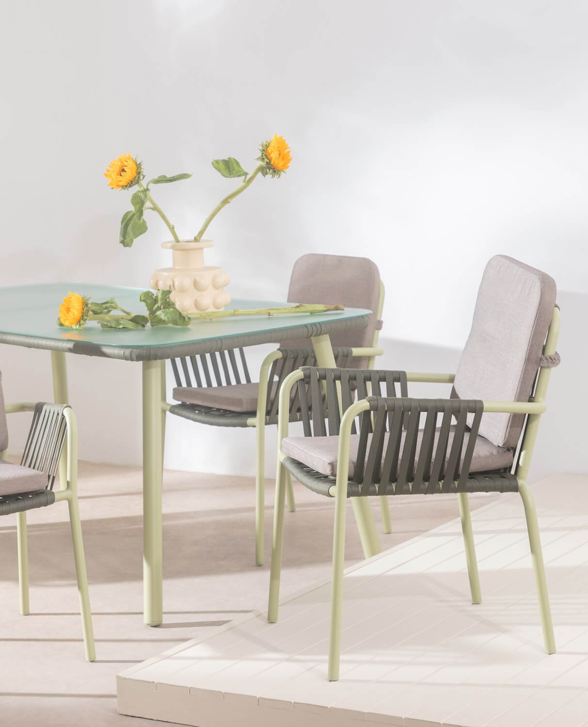 Pack 2 Chaises de Salle à Manger avec Accoudoirs en Aluminium et Corde Drian, image de la gelerie 2