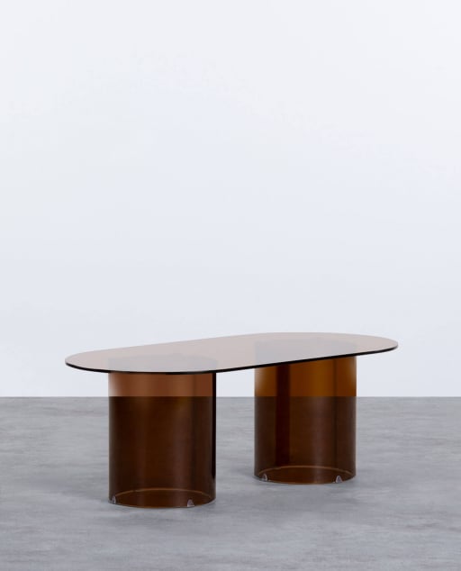 Table Basse Ovale en Verre Trempé (120x60 cm) Kolu