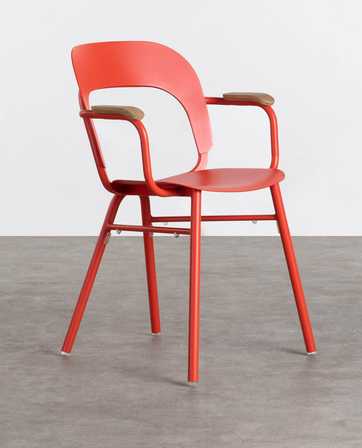 Pack 4 Chaises de Salle à Manger en Aluminium et Bois avec Accoudoirs Pop, image de la gelerie 1