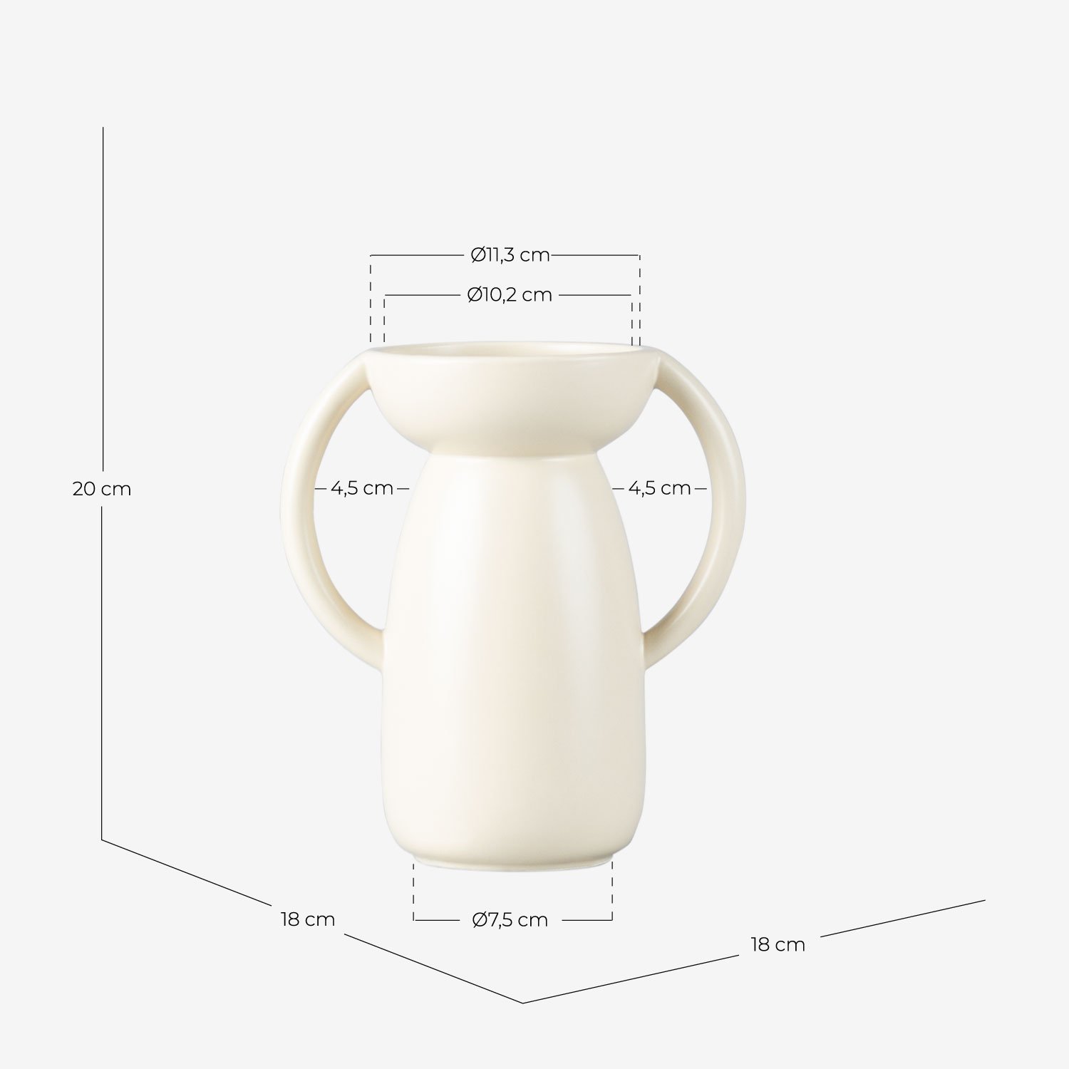  Vase en  Dolomite Litchi, dimensions