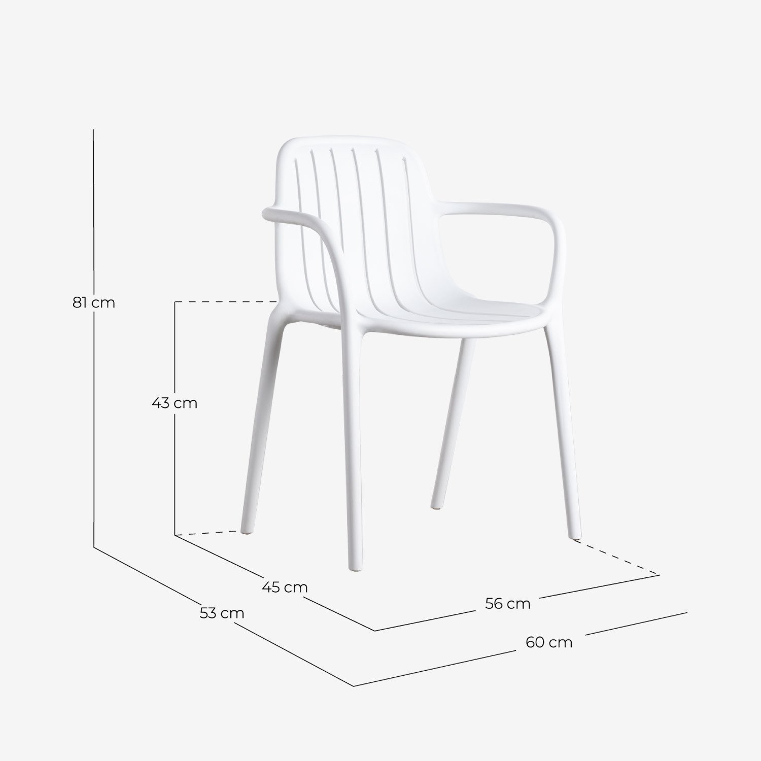 Pack 2 Chaises de Salle à Manger en Polypropylène Brand, dimensions