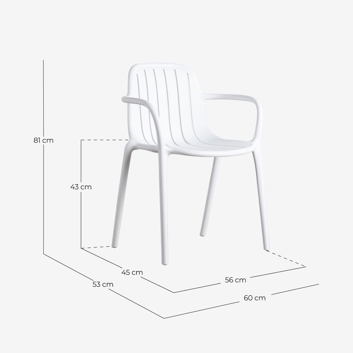 Pack 4 Chaises d'Extérieur en Polypropylène Brand, dimensions