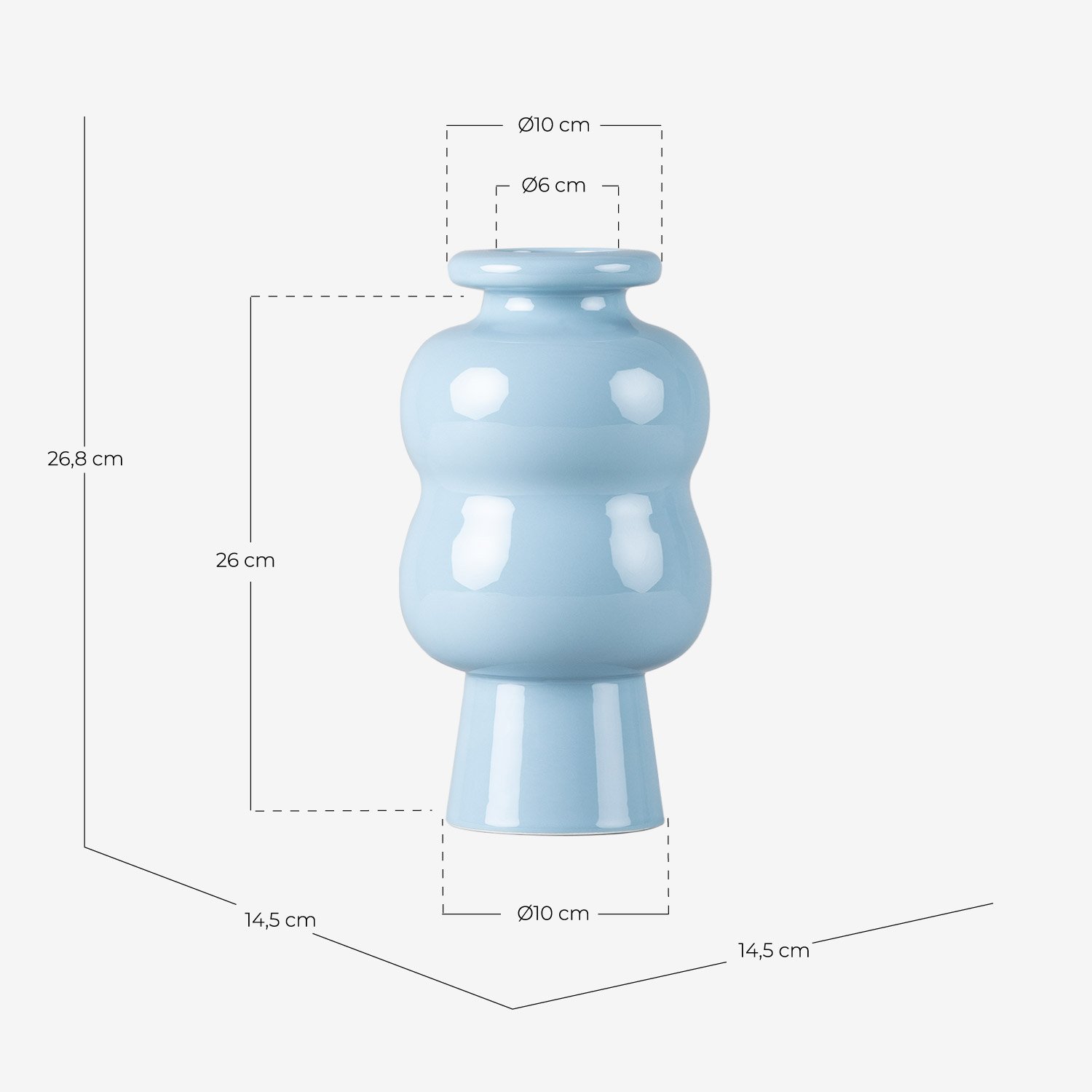 Vase en Dolomite Gilem, dimensions