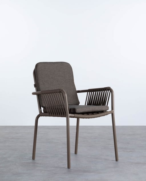Pack 4 Chaises de Salle à Manger avec Accoudoirs en Aluminium et Corde Drian