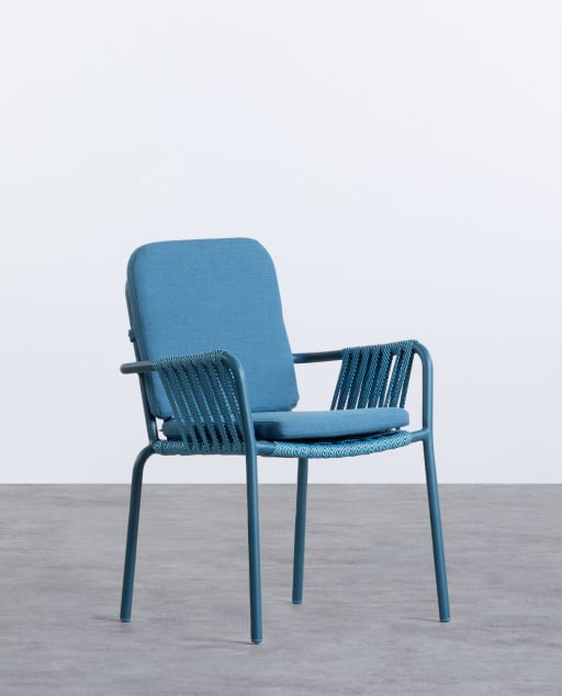 Pack 4 Chaises de Salle à Manger avec Accoudoirs en Aluminium et Corde Drian