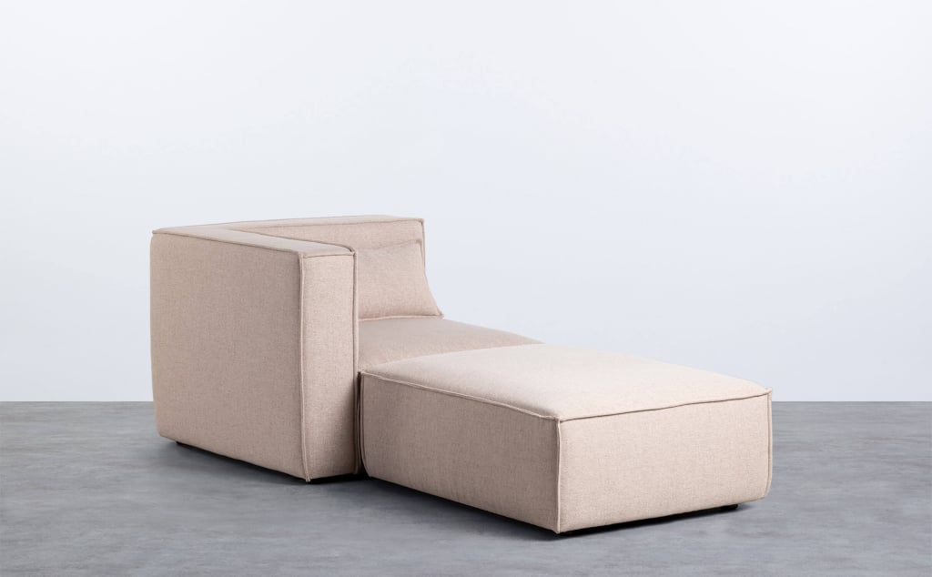 Fauteuil d'Angle Modulaire avec Pouf en Tissu Kilhe 