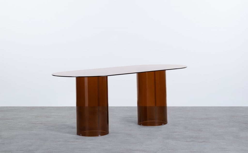 Table de Salle à Manger Ovale en Verre Trempé (200x90 cm) Kolu