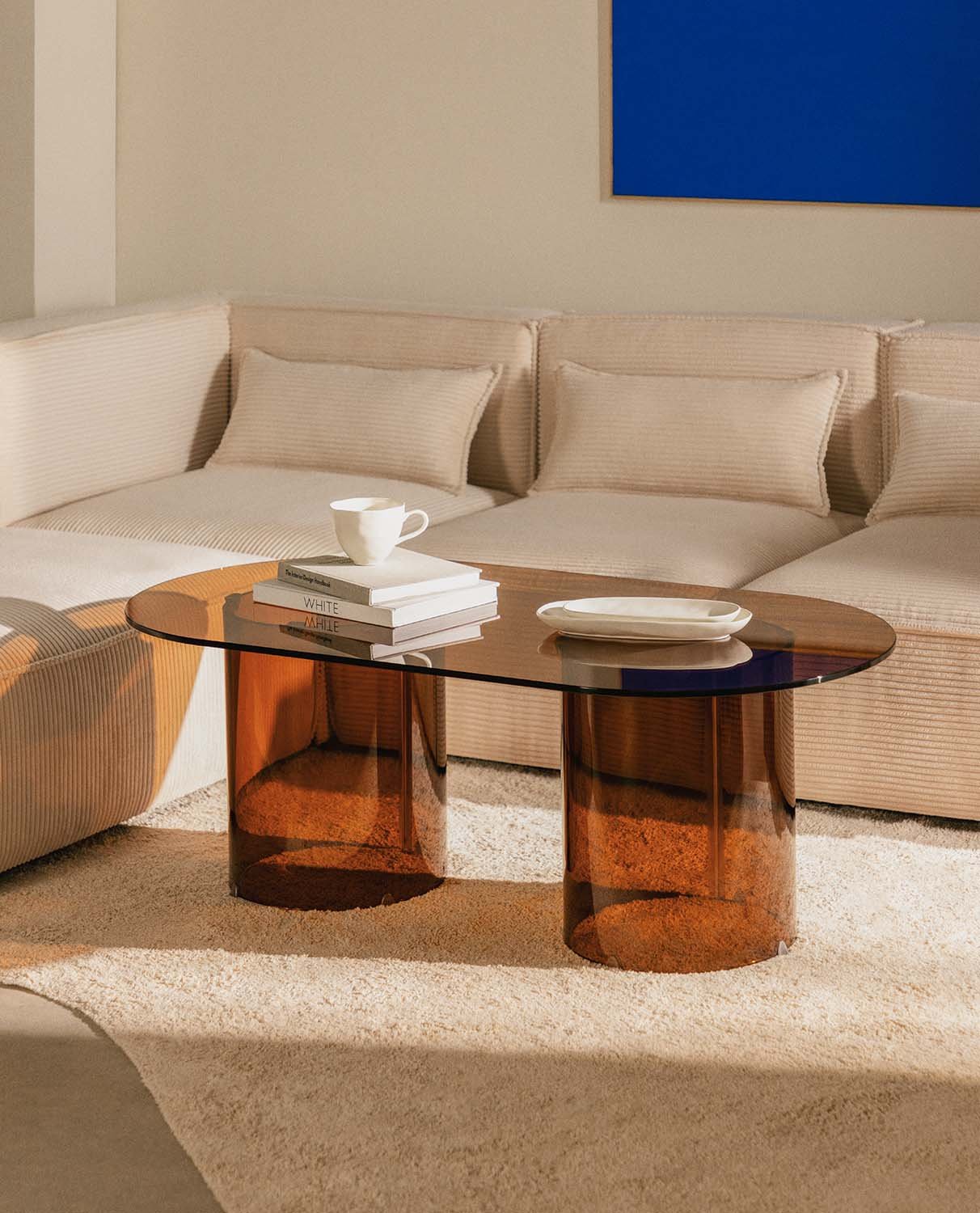 Canapé Modulable 5 Pièces avec Pouf en Velours Côtelé Épais Kilhe , image de la gelerie 2