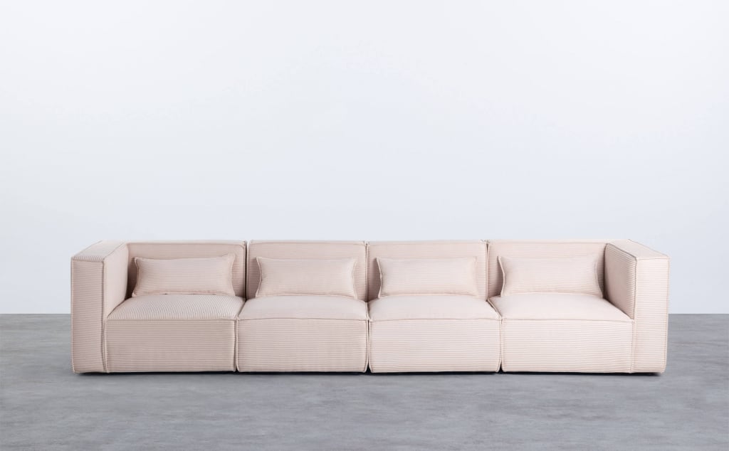 Canapé Modulable 4 Pièces avec 2 Fauteuils d'Angle en Velours Côtelé  Épais Kilhe