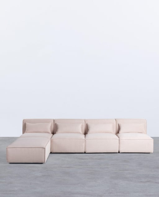 Canapé Modulable 4 Pièces avec Pouf en Velours Épais Kilhe