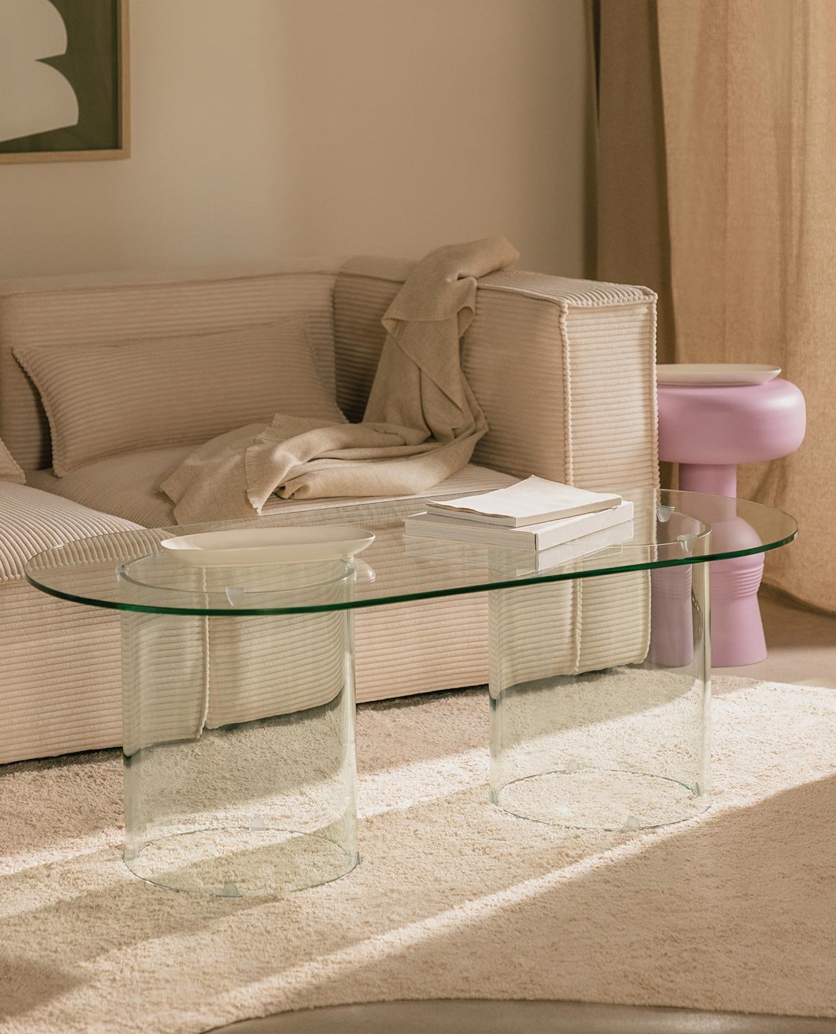Canapé Modulable d'Angle 3 Pièces avec 2 Fauteuils en Velours Côtelé Épais Kilhe , image de la gelerie 2
