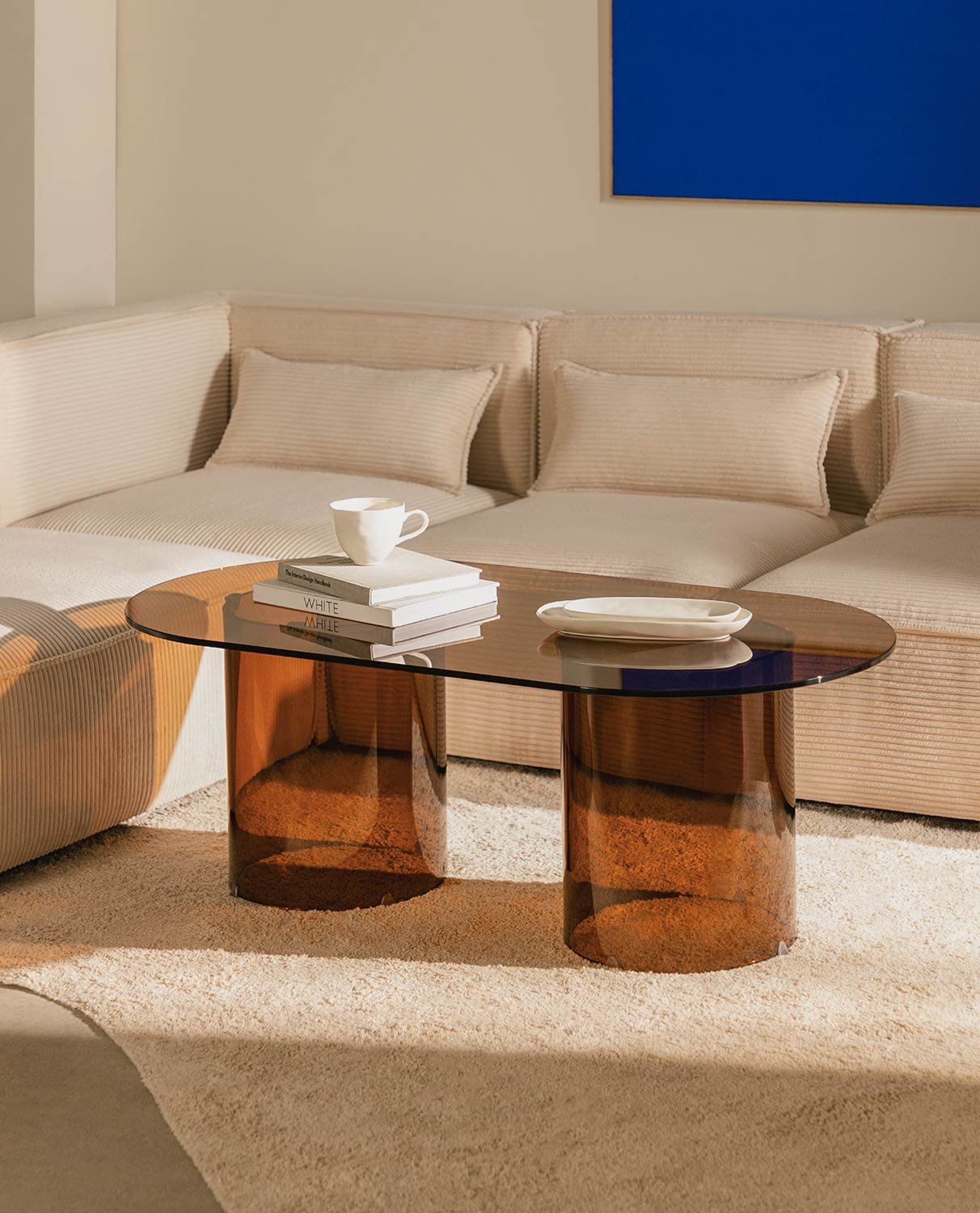 Canapé d'Angle Modulable 3 Pièces avec 2 Fauteuils et Pouf en Velours Côtelé Épais Kilhe, image de la gelerie 2
