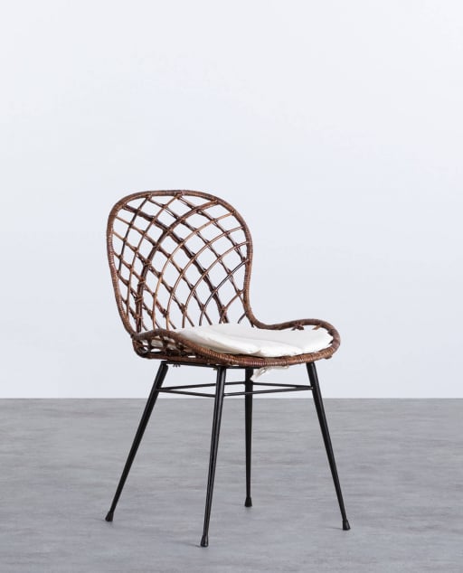 Pack 4 Chaises de Salle à Manger en Rotin Naturel Ozy