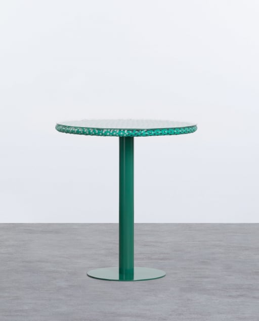 Table Ronde d´Extérieur en Aluminium et Verre Trempé (Ø70 cm) Roys