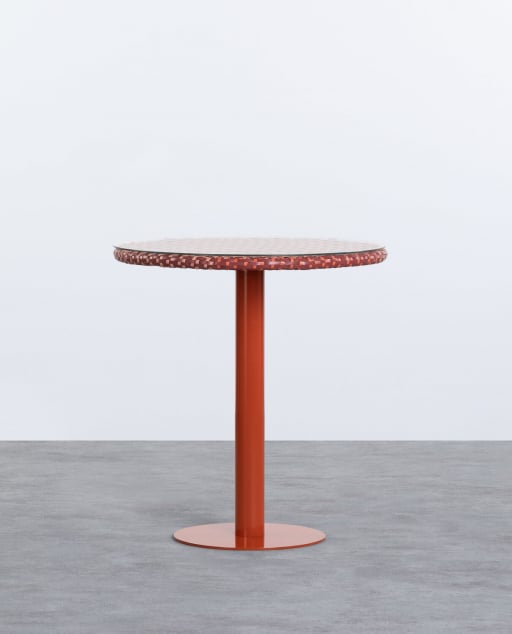 Table Ronde d´Extérieur en Aluminium et Verre Trempé (Ø70 cm) Roys