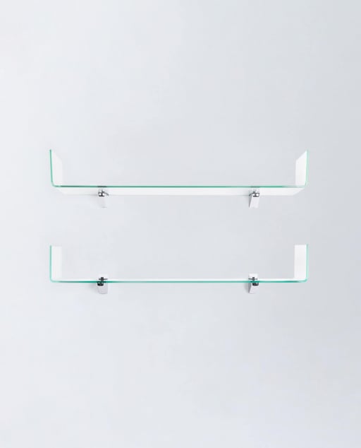 Ensemble de 2 Étagères Murales en Verre Curvé Iris - Verre transparent