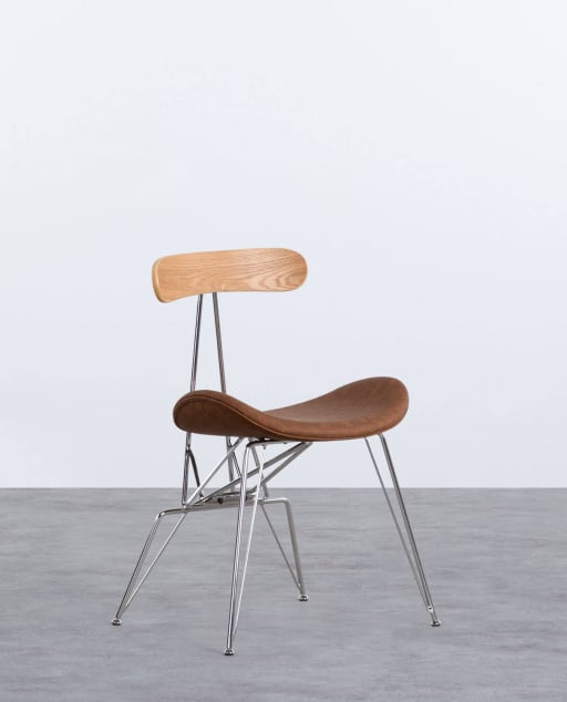 Pack 4 Chaises de Salle à Manger en Simili Cuir et Bois Brunela