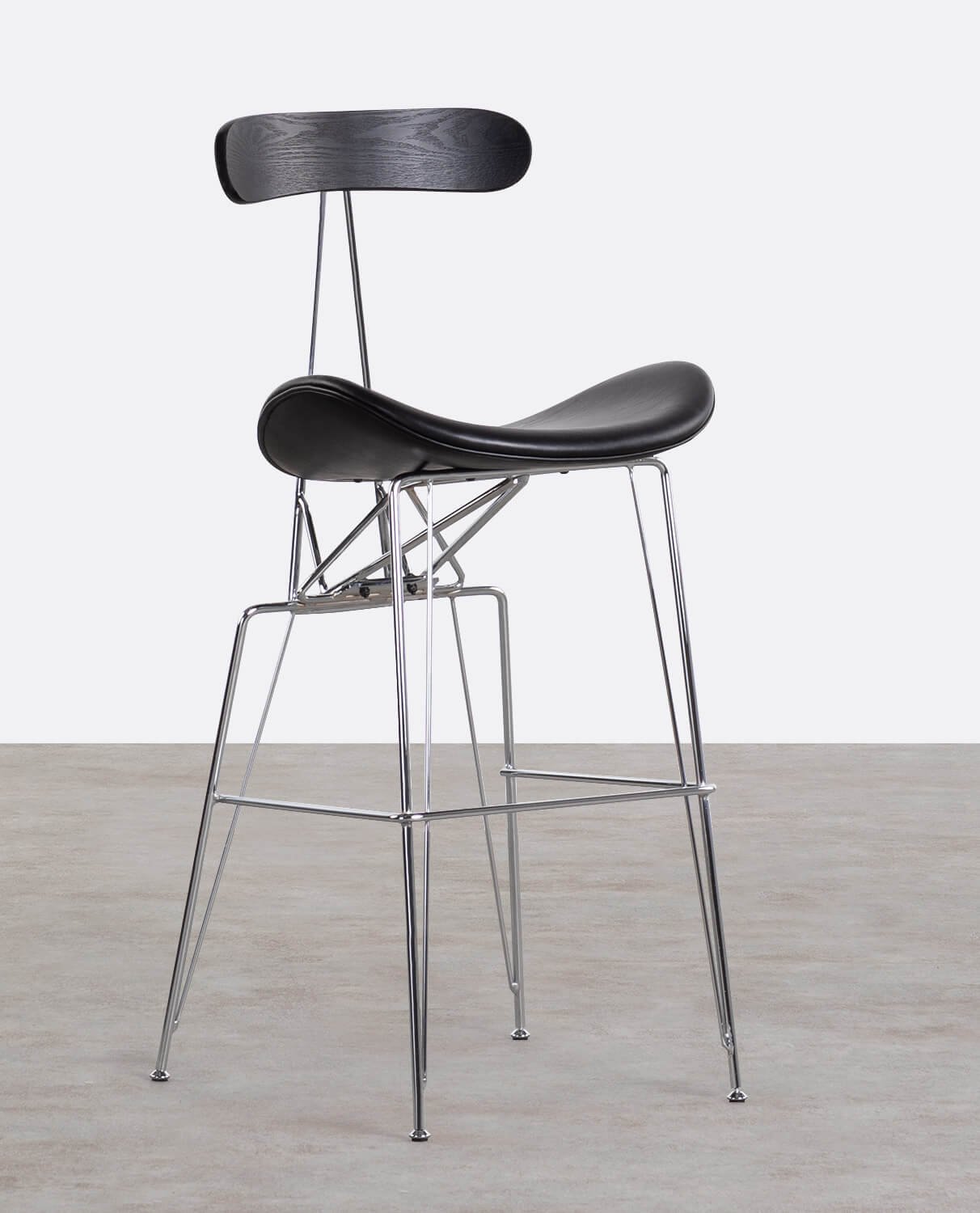 Pack 2 Tabourets Hauts en Bois et Simili-Cuir (76 cm) Brunela, image de la gelerie 1