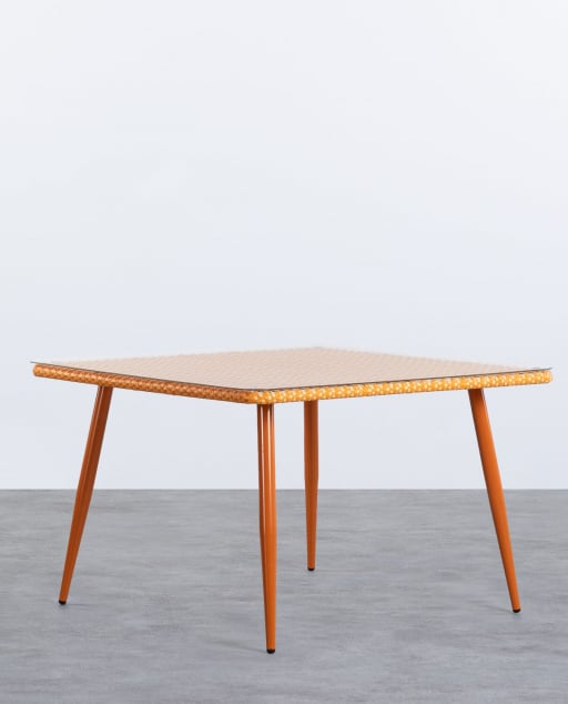 Table d'Extérieur Carrée en Aluminium et Verre Trempé (120X120 cm) Roys