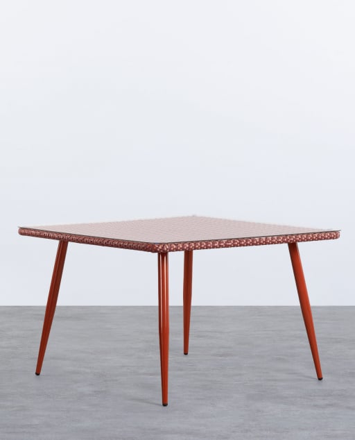 Table d'Extérieur Carrée en Aluminium et Verre Trempé (120X120 cm) Roys