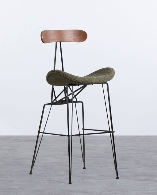 Tabouret Haut en Bois et Tissu (76,5 cm) Brunela 