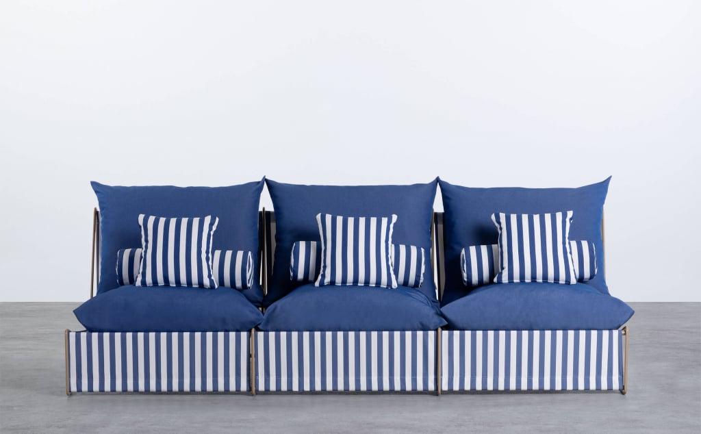 Canapé 3 Places en Métal avec Assise en Tissu Carpa