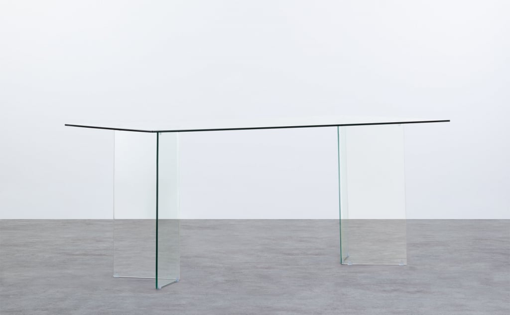 Table de Salle à Manger Rectangulaire en Verre Trempé (180x90 cm) Kamil
