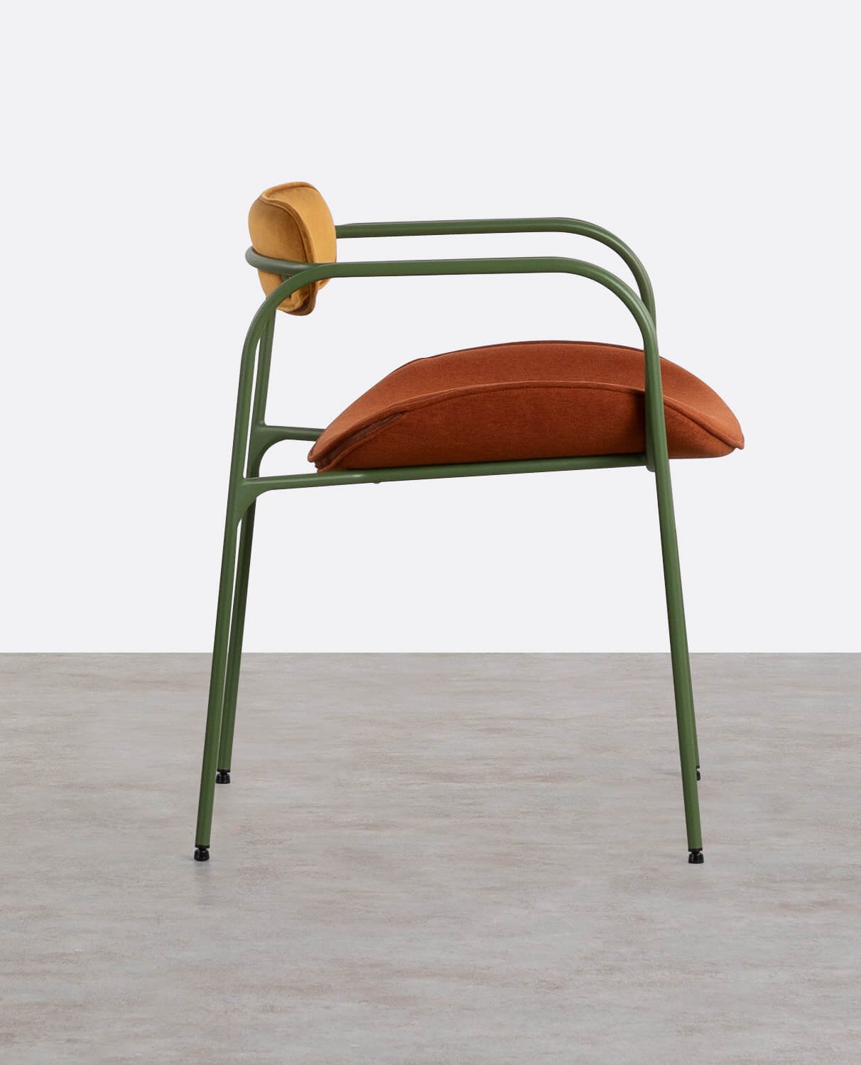 Chaise de Salle à Manger avec Accoudoirs en Velours et Tissu Ilan, image de la gelerie 2