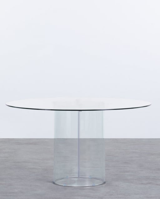 Table de Salle à Manger Ronde en Verre Trempé (Ø140 cm) Kolu - Verre transparent