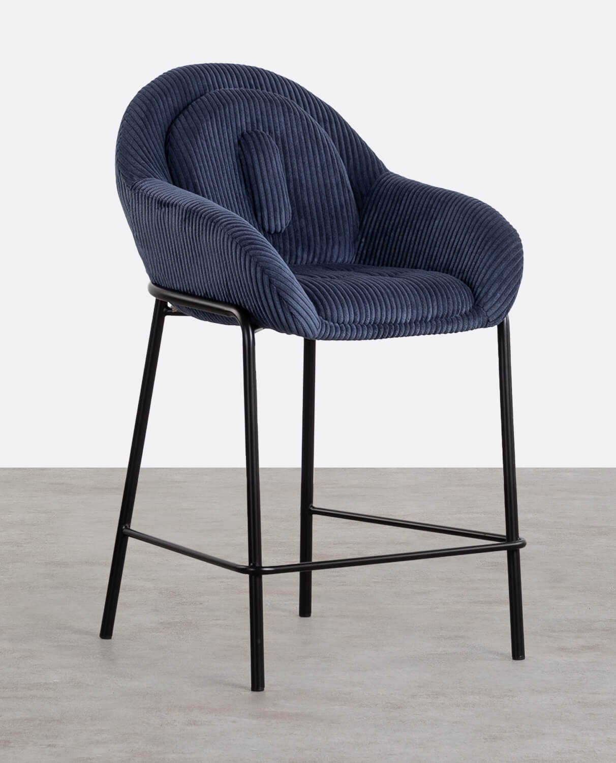 Tabouret Haut en Velours Côtelé Épais et Métal (62 cm) Bres, image de la gelerie 1