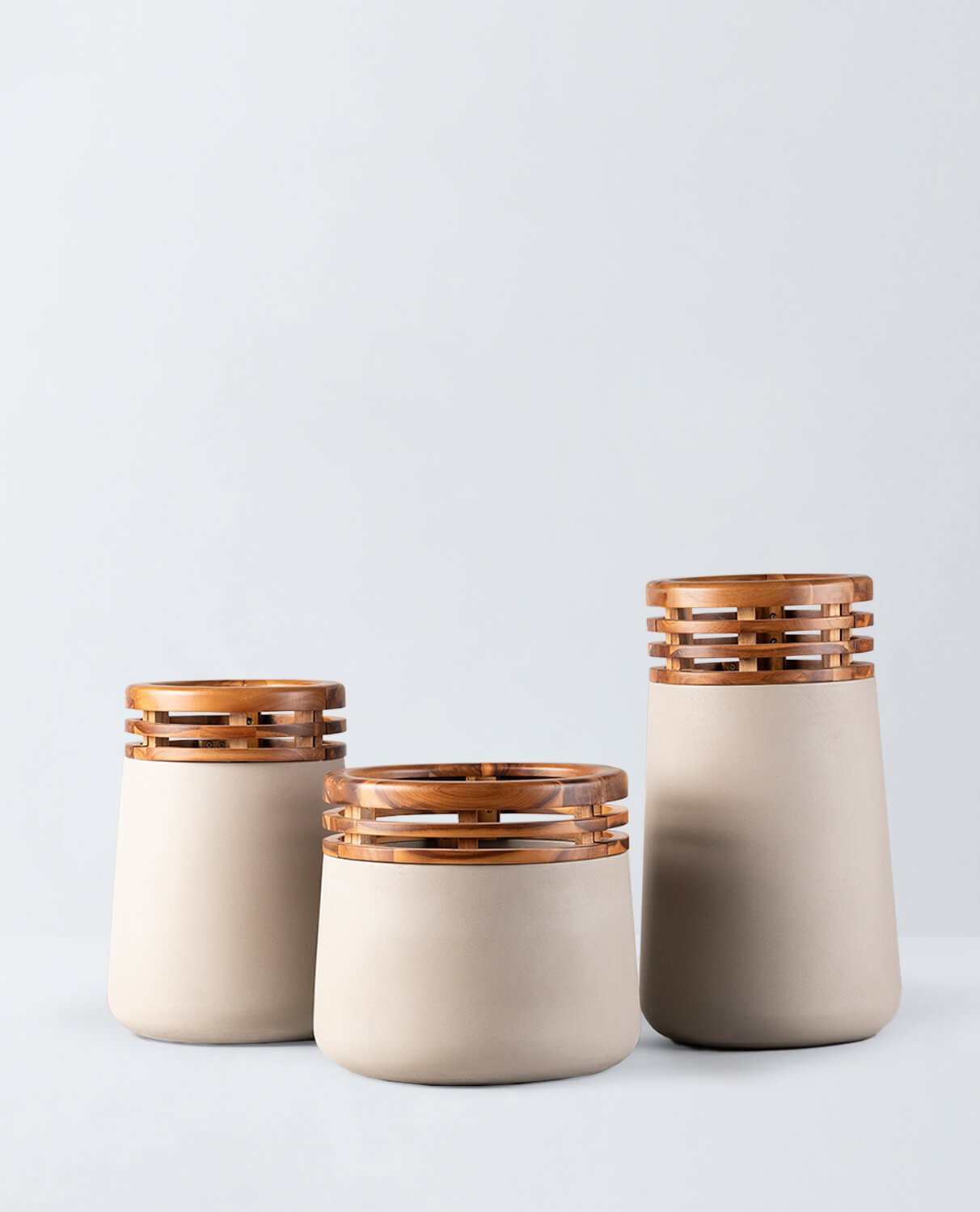 Jardinière en Béton et Bois D'acacia S (34xØ38 cm) Hazan, image de la gelerie 3