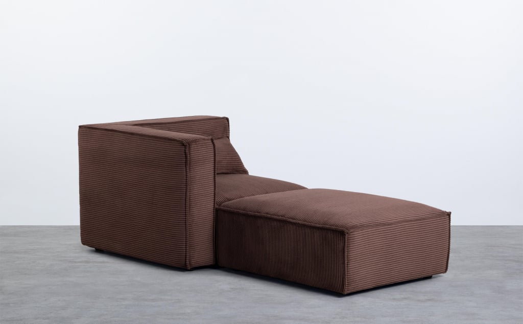 Fauteuil d'Angle Modulaire avec Pouf en Velours Côtelé Épais Kilhe  