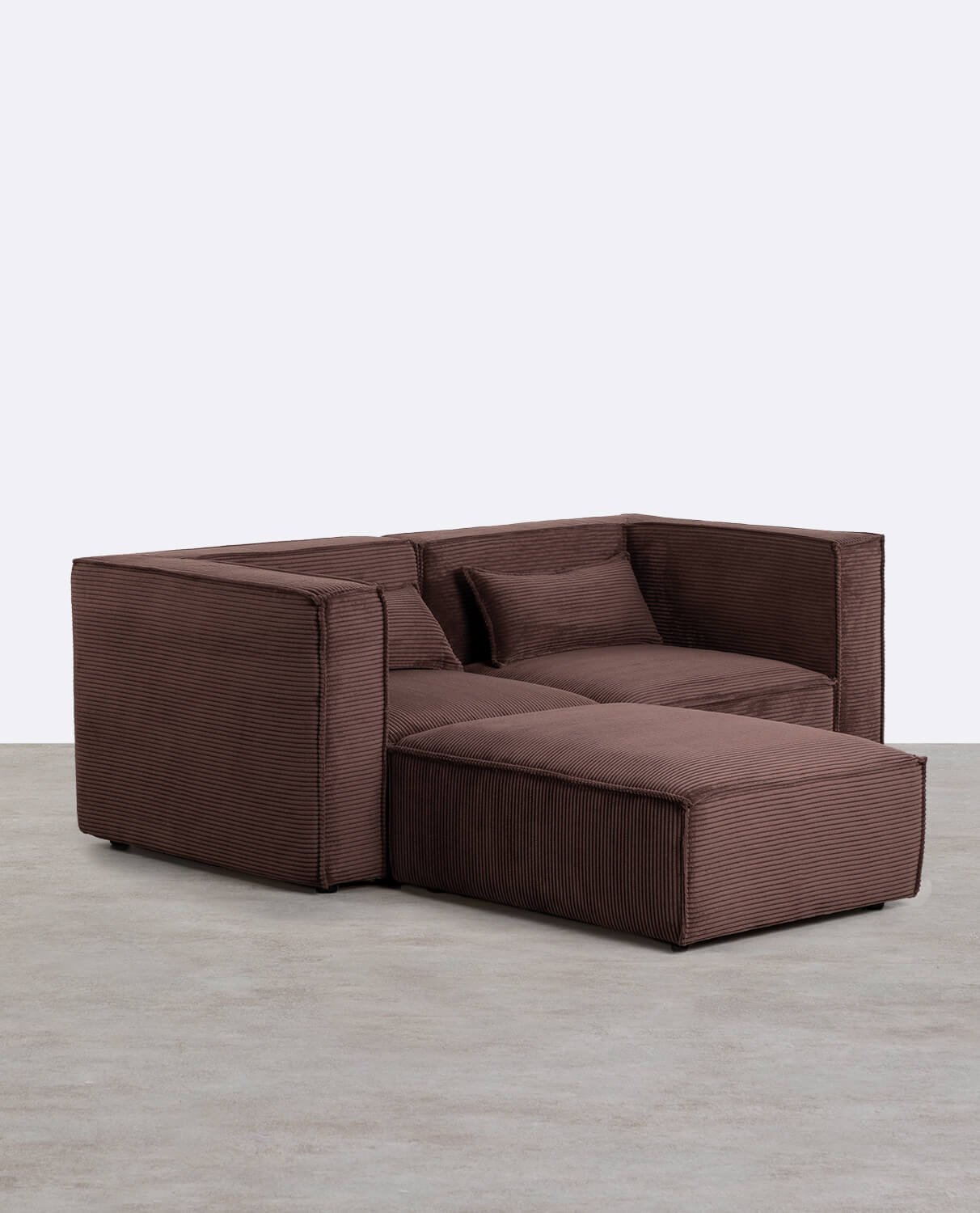 Canapé d'Angle Modulable  2 Pièces avec Pouf en Velours Côtelé Épais Kilhe , image de la gelerie 2