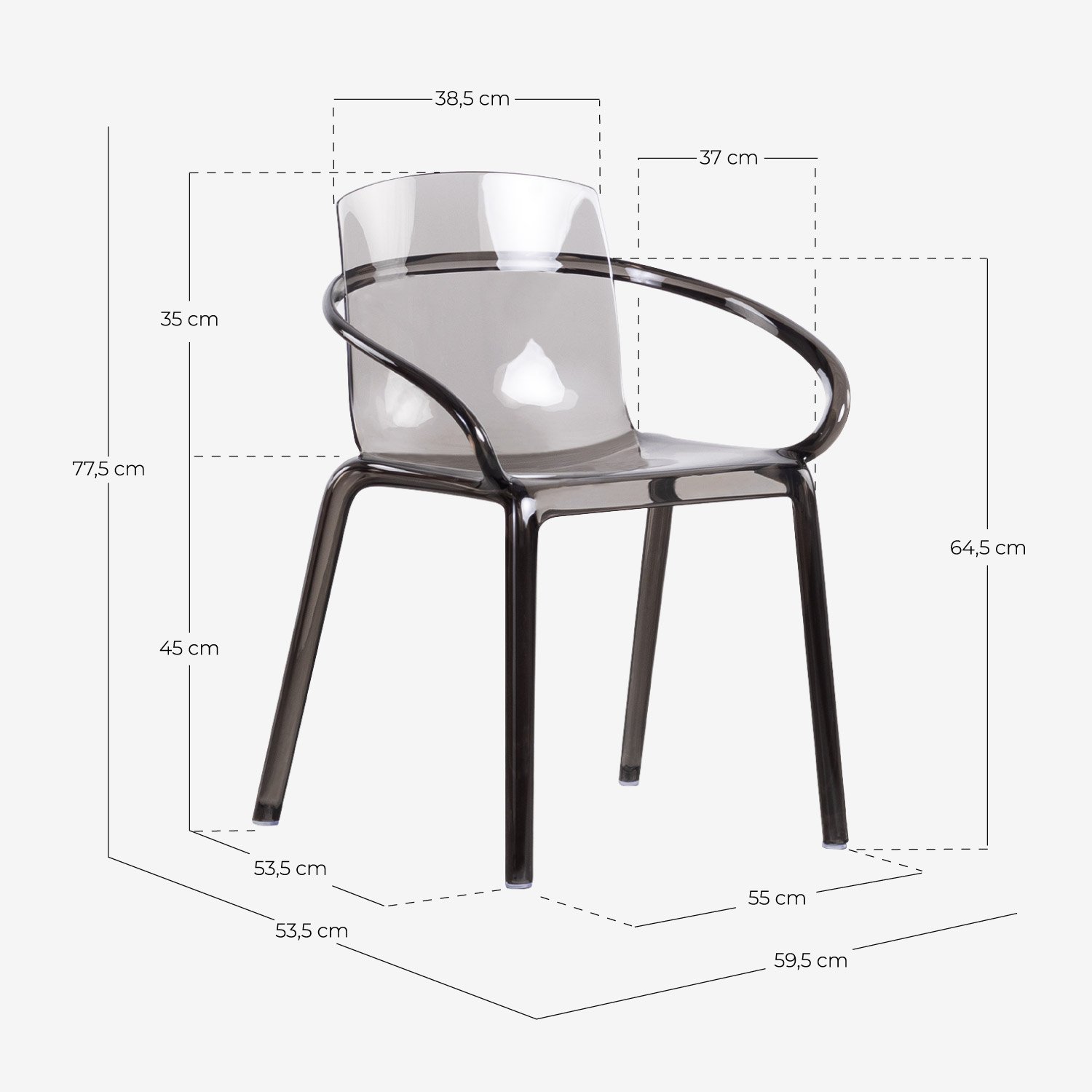 Set Table à Manger en Verre Trempé Irisé Iris (200x90 cm) et 4 Chaises en polycarbonate Zuera, dimensions