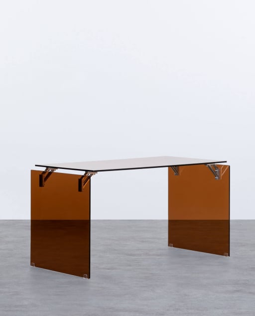  Bureau en Verre Trempé et Acier Inoxydable Arey