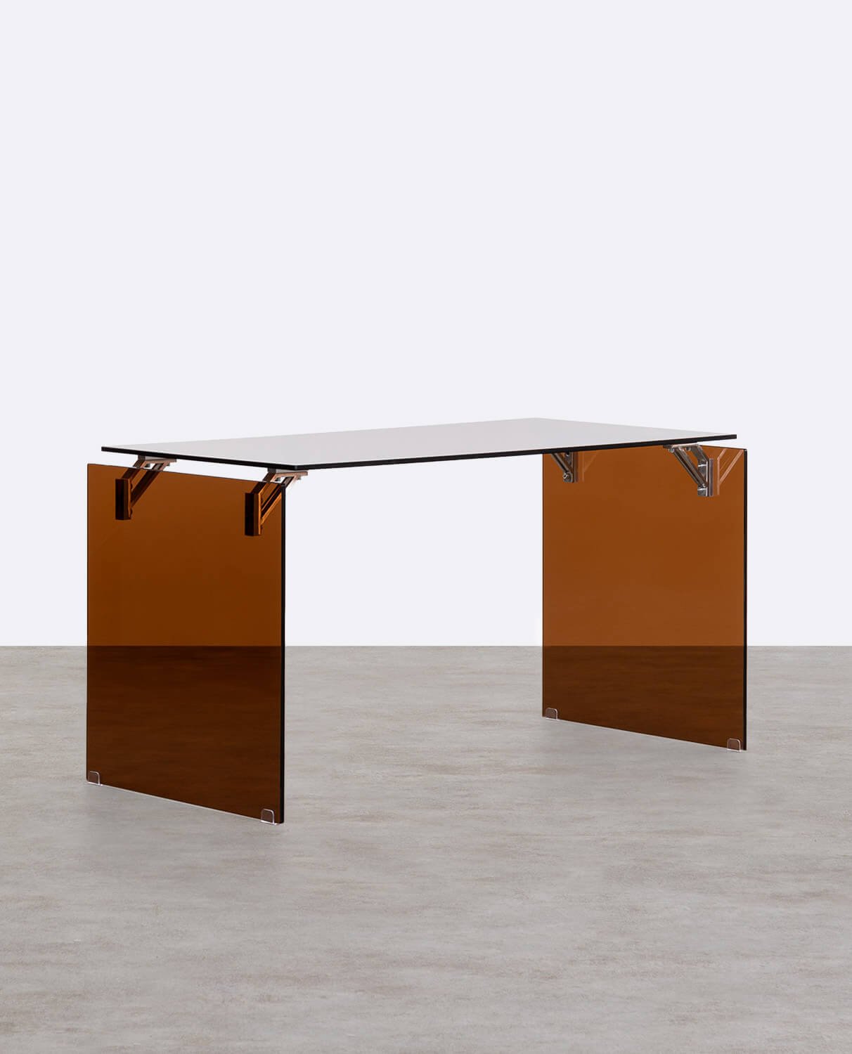 Bureau en Verre Trempé et Acier Inoxydable (134x70 cm) Arey, image de la gelerie 1