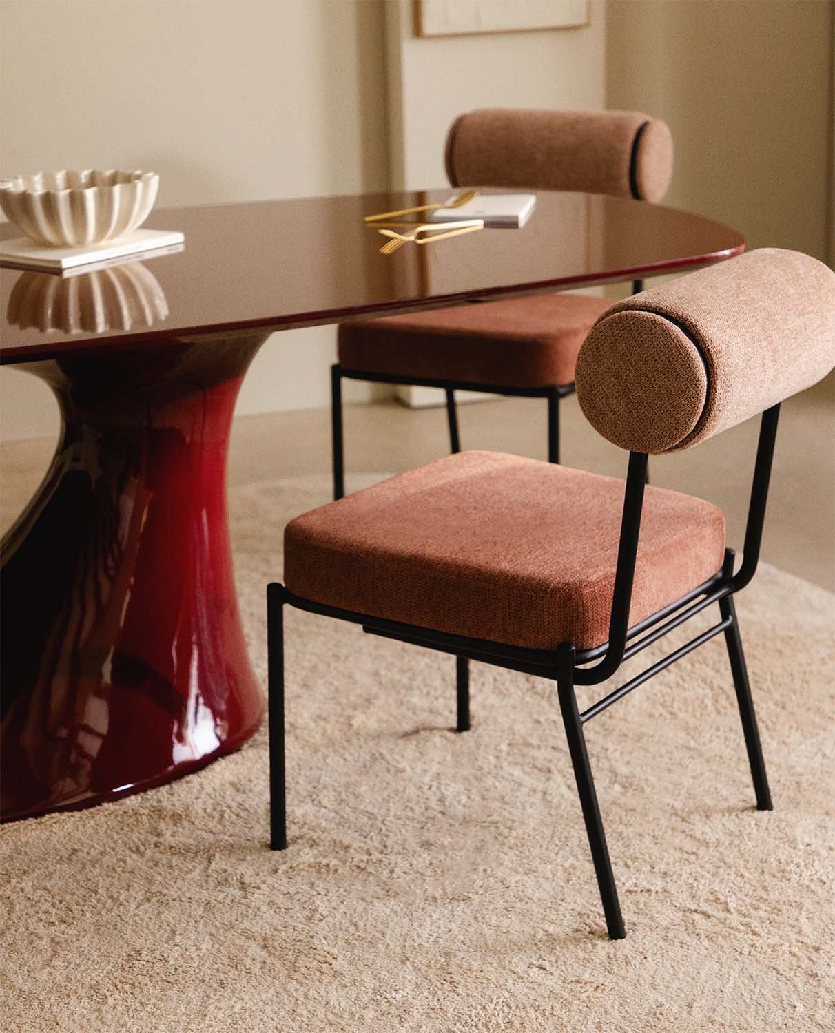 Pack 2 Chaises de Salle à Manger en Tissu et Métal Elin, image de la gelerie 2