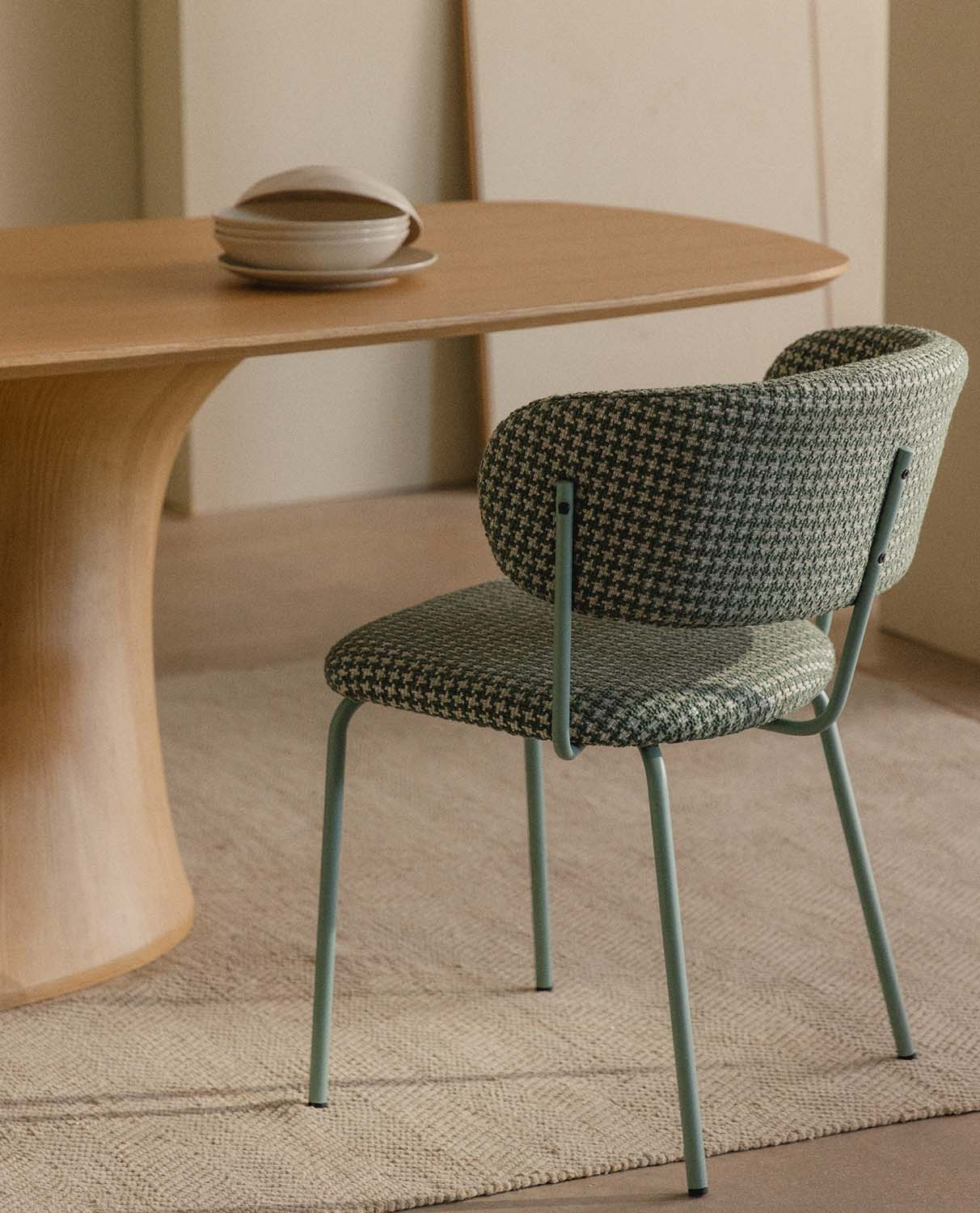 Chaise de Salle à Manger en Métal et Tissu avec Imprimé Bonse, image de la gelerie 2