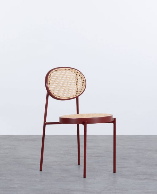 Chaise de Salle à Manger en Rotin Naturel et Métal Vili