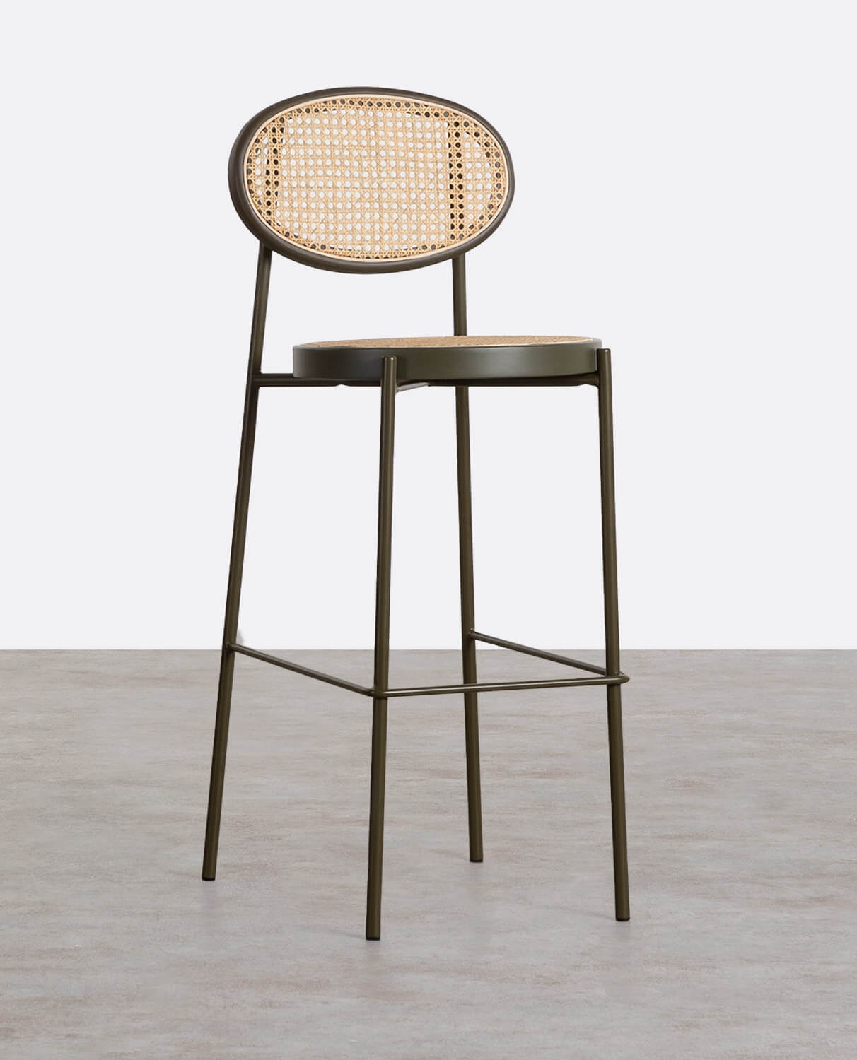 Tabouret Haut en Rotin Naturel et Métal (75 cm) Vili , image de la gelerie 1