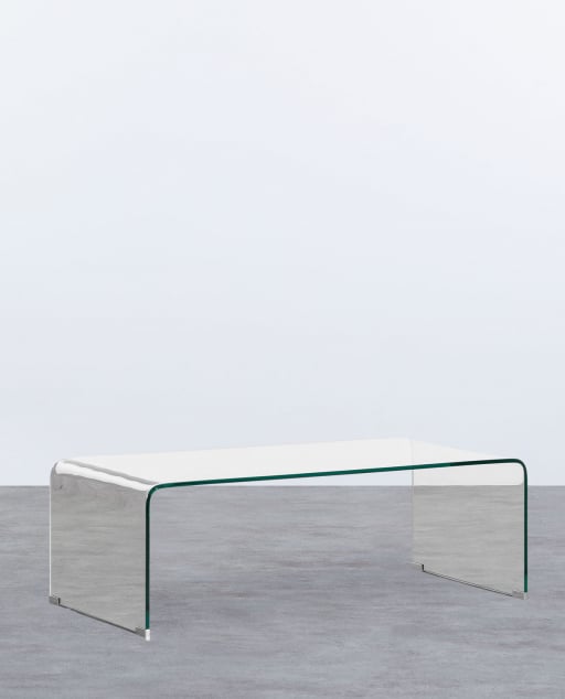 Table Basse Rectangulaire en Verre Trempé (120x60 cm) Curve 