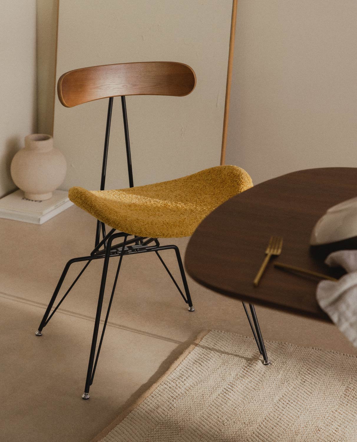 Pack 2 Chaises de Salle à Manger en Tissu et Bois Brunela, image de la gelerie 2