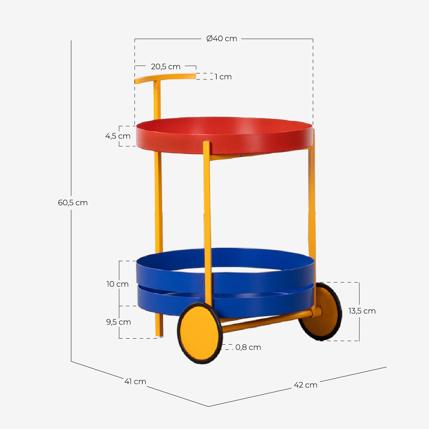 Chariot de Serveuse en Métal Nouel, dimensions