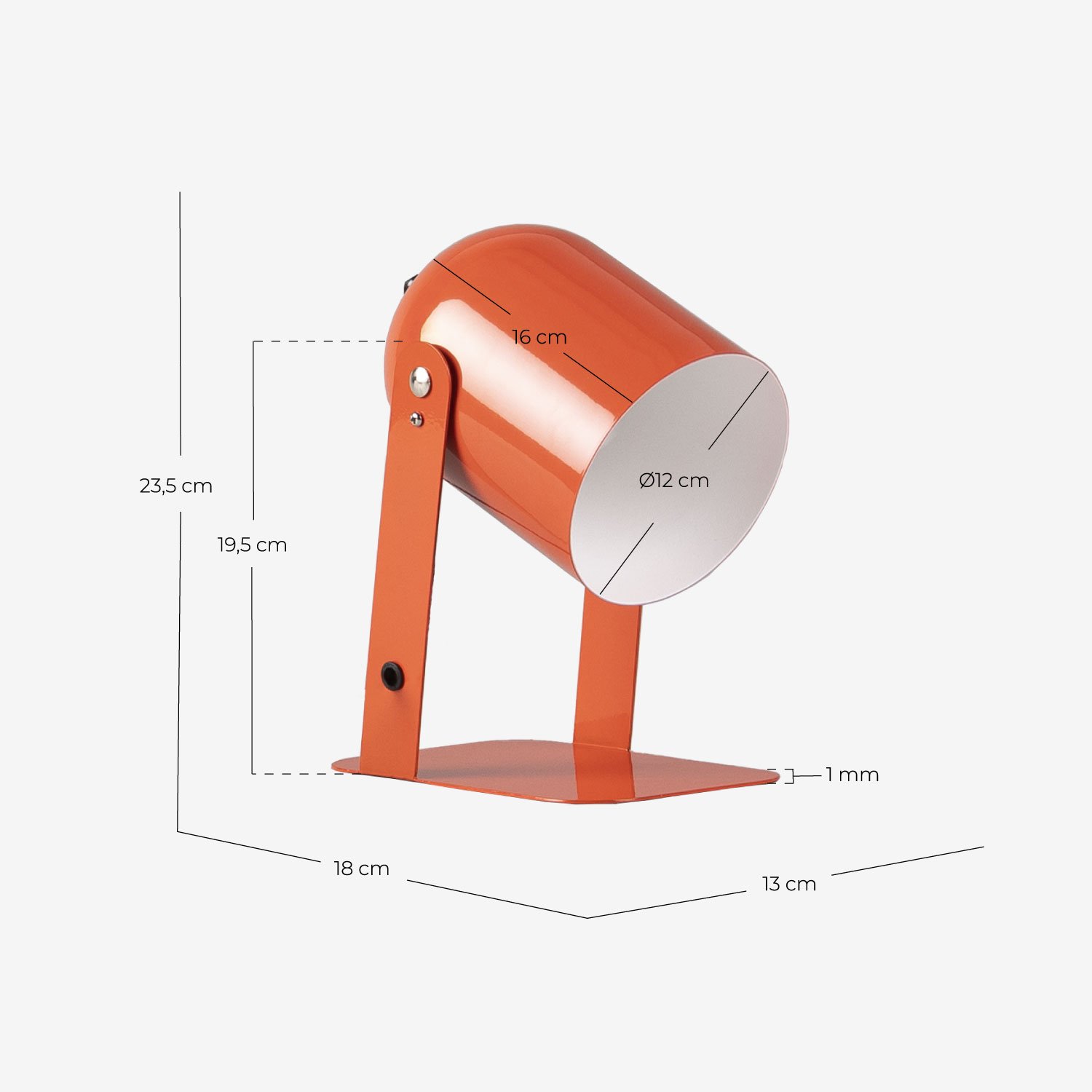 Lampe de Table en Métal Marís, dimensions