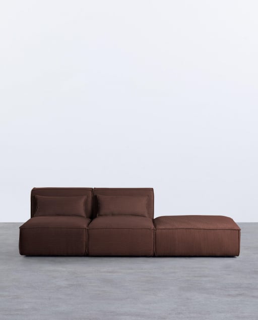 Canapé Modulable 2 Pièces avec Pouf en Velours Côtelé Épais Kilhe