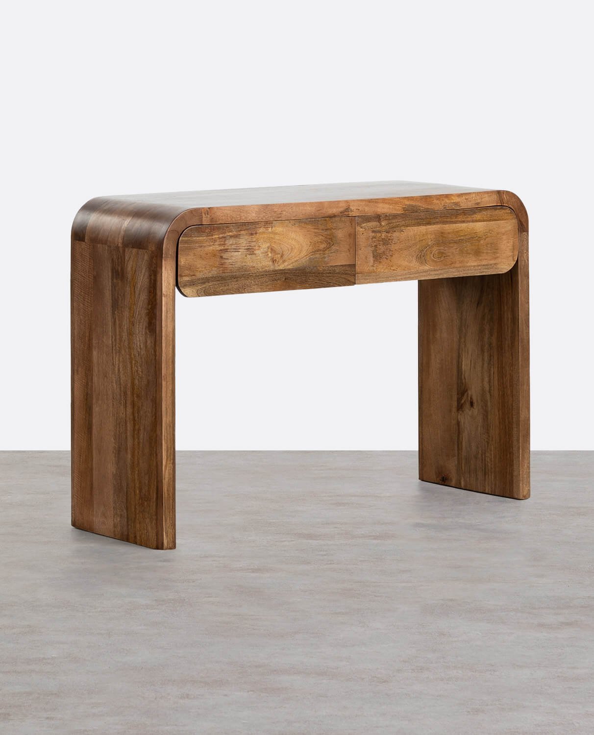 Console avec Deux Tiroirs en Bois de Mangue (120x40 cm) Vanille, image de la gelerie 1