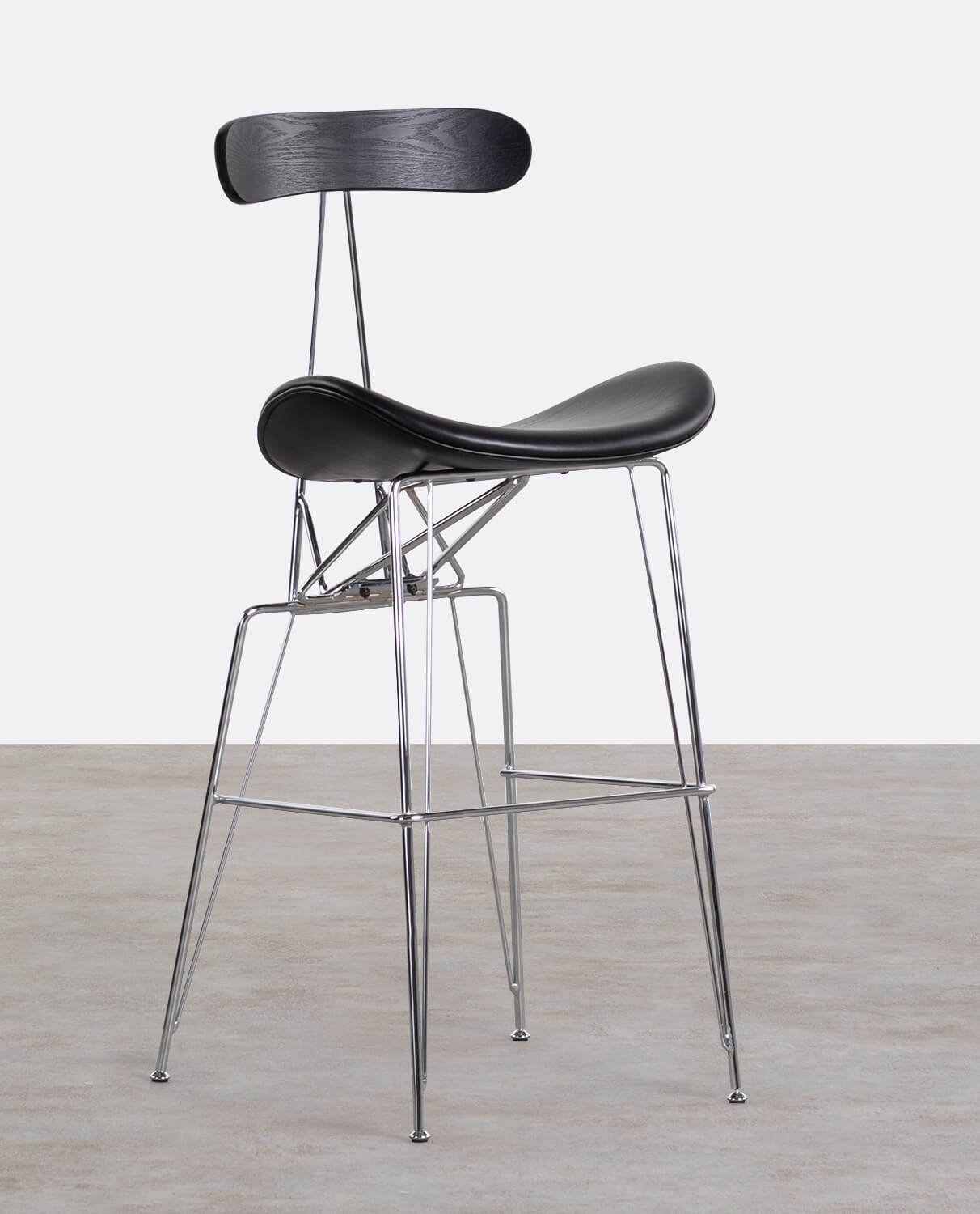 Pack 4 Tabourets Hauts en Similicuir et Bois (76 cm) Brunela, image de la gelerie 1