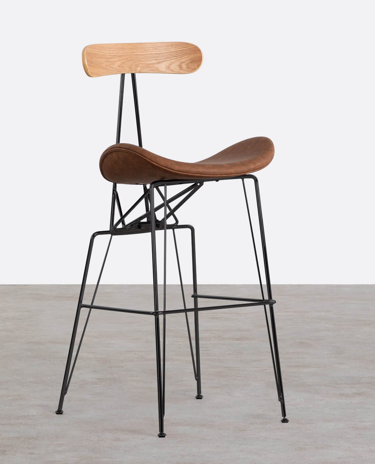 Pack 4 Tabourets Hauts en Similicuir et Bois (76 cm) Brunela, image de la gelerie 1