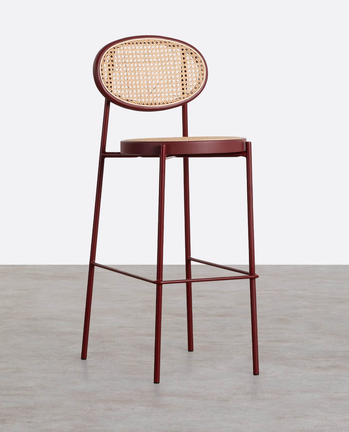 Pack 4 Tabourets Hauts en Rotin Naturel et Métal (75 cm) Vili, image de la gelerie 1